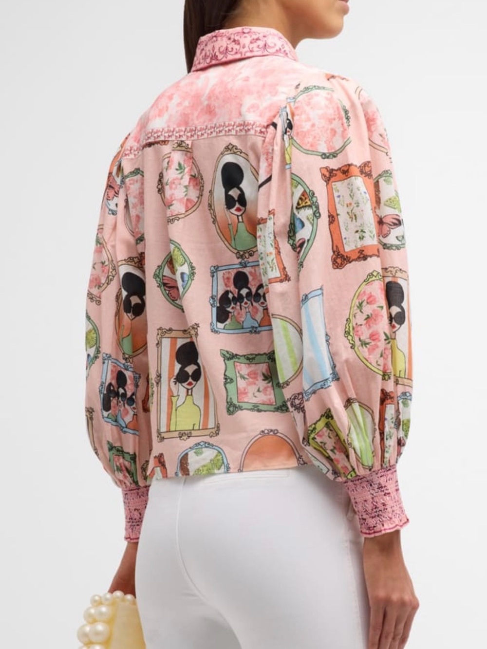 Alice + Olivia Pink Printed Frame-Detail Blouse Jacket - Picture 3 of 8